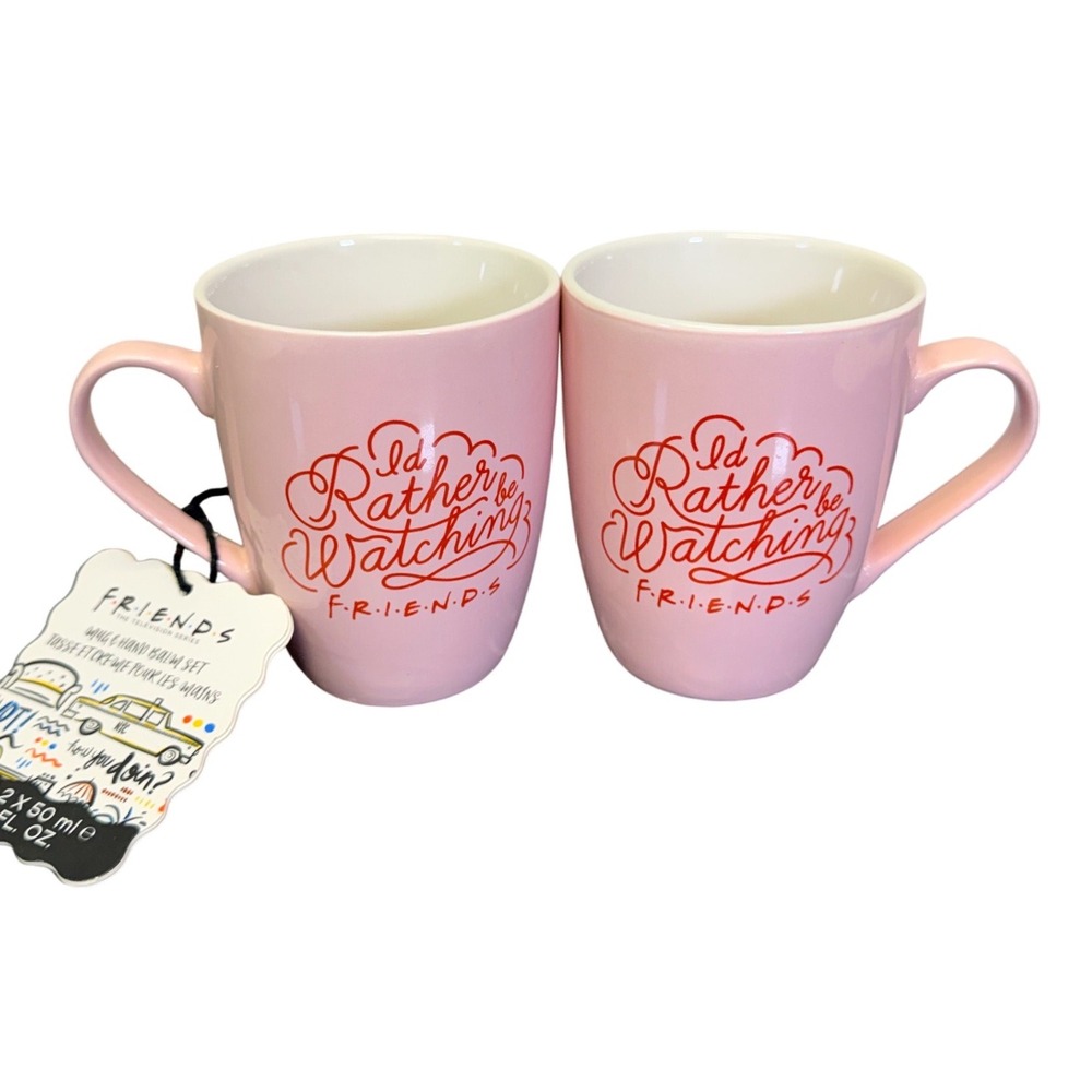 Friends TV Show Set of 2 Pink Mug Set Paladone I'd‎ Rather Be Watching Friends
